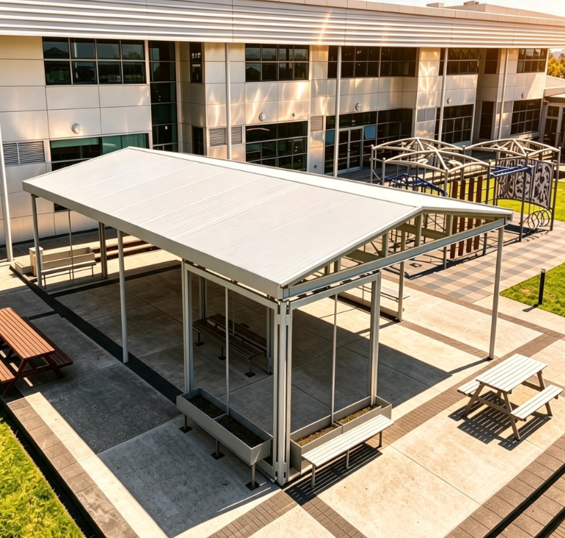 High-wind commercial shelter structure
