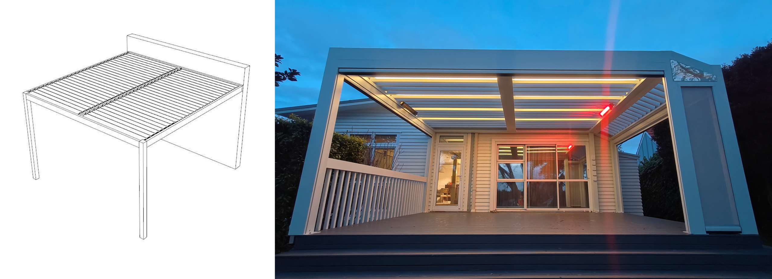 Double-Bay Attached Pergola